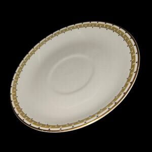 Vintage Cleveland China Gold Greek Key Saucers Set of 4 18K Gold Trim USA